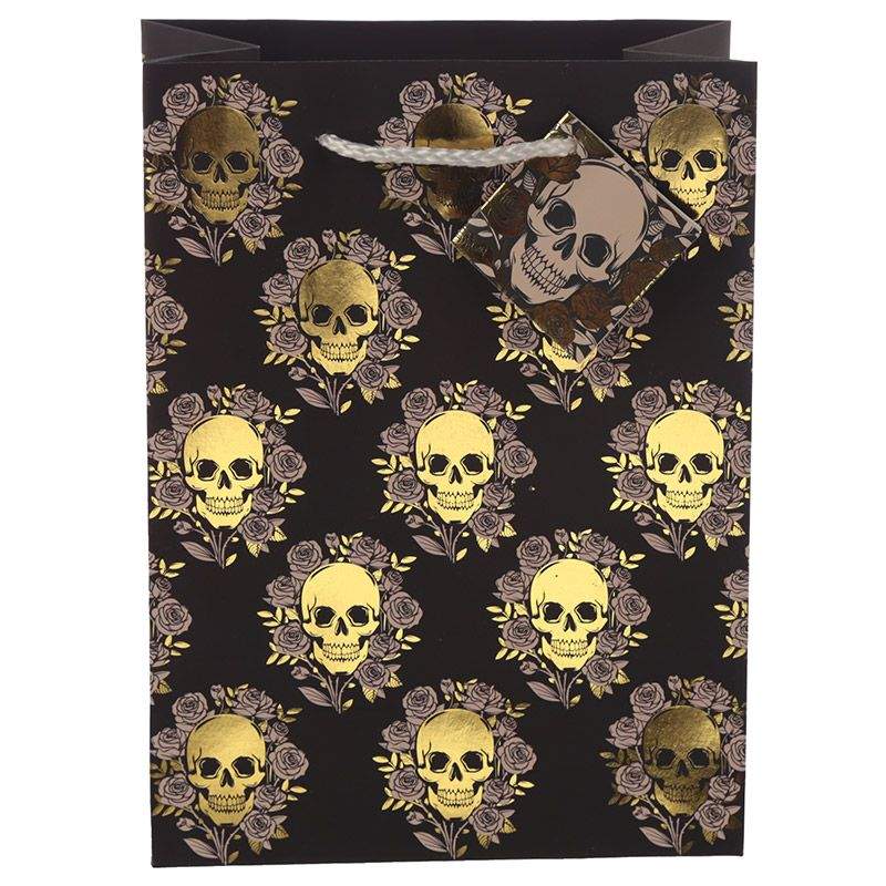 Gothic Gifts Skulls & Roses Medium Gift Bag - Kate's Clothing