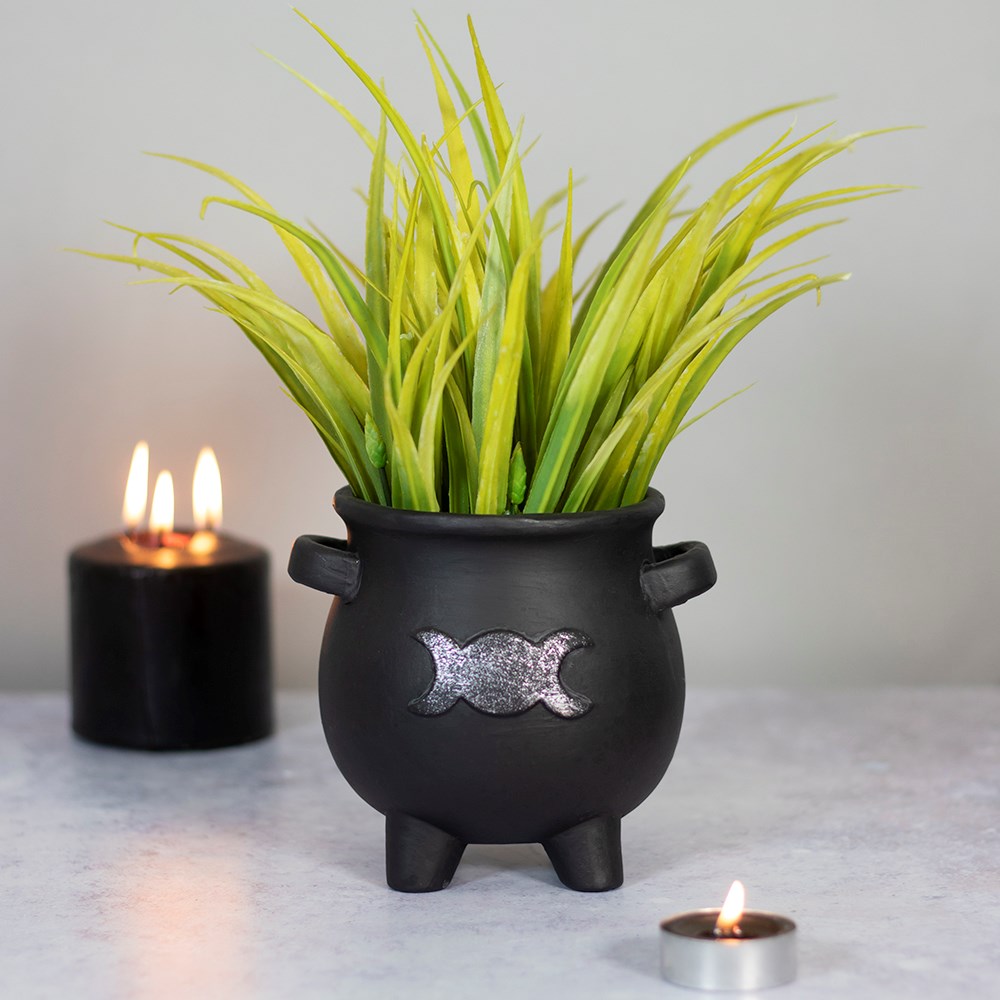 Gothic Gifts Triple Moon Cauldron Plant Pot - Kate's Clothing