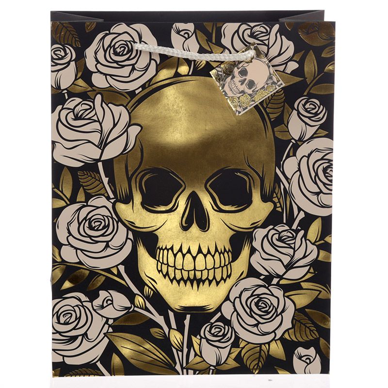 Gothic Gifts Large Skull & Roses Gift Bag - Kate's Clothing