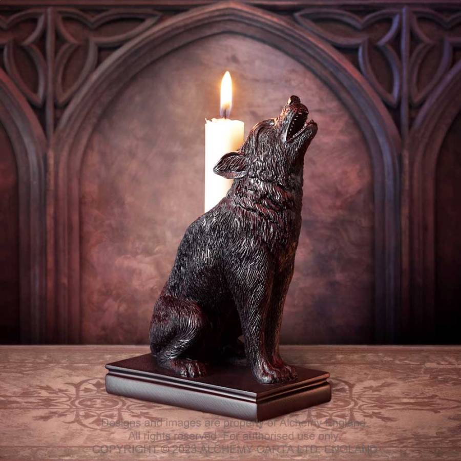 Alchemy Ulula Noctis Wolf Candlestick Holder - Kate's Clothing