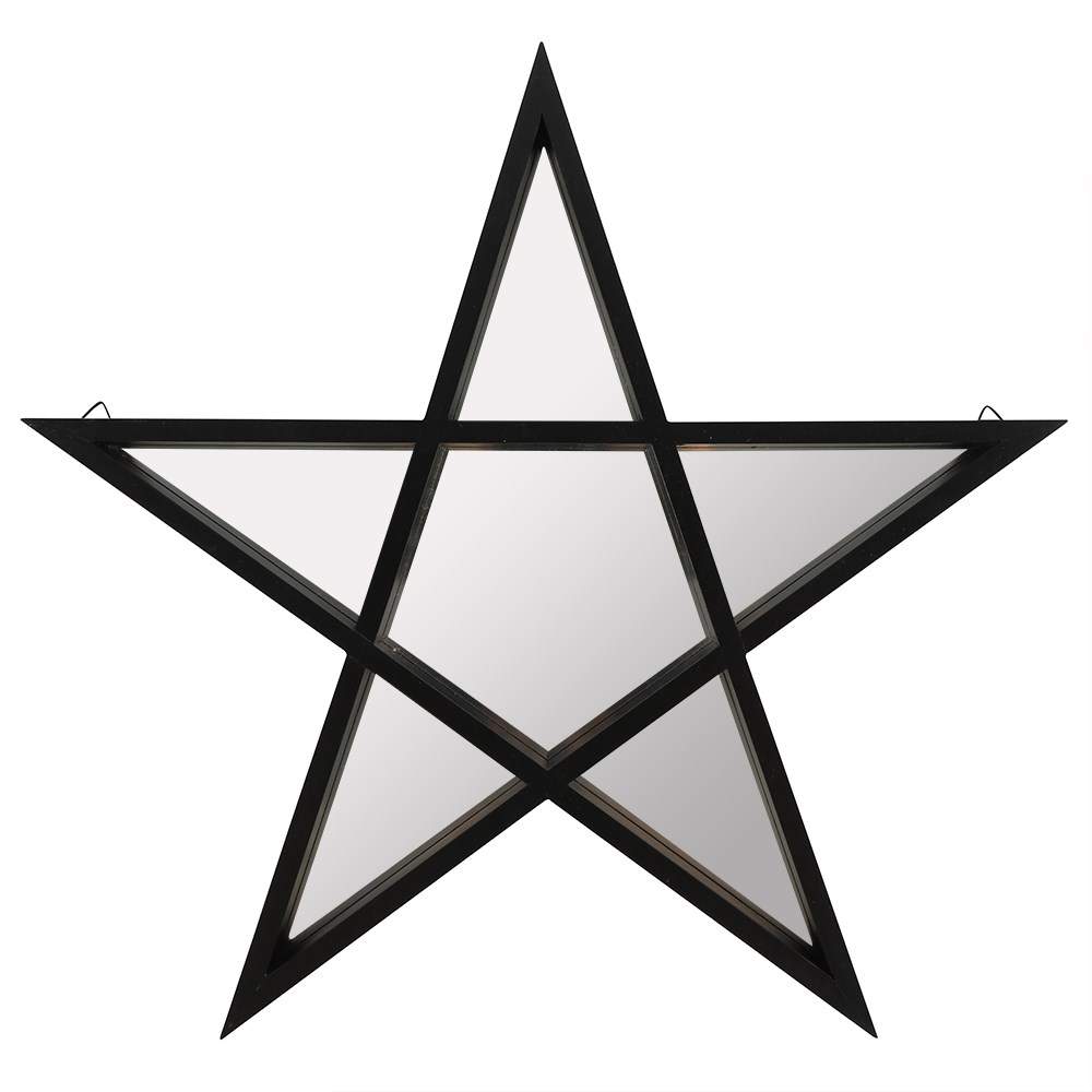 Gothic Gifts Black Framed Pentagram Mirror pentagram shaped black MDF frame 40cm