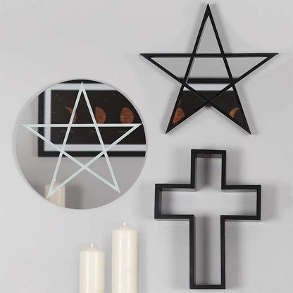 Gothic Gifts Pentagram Mirror stunning five-pointed star black frame wall decor