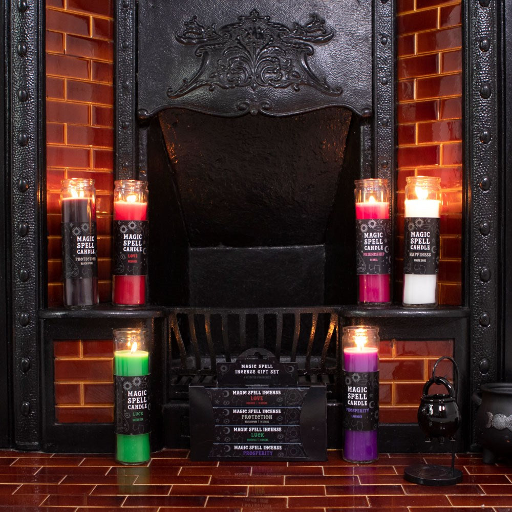 Gothic Gifts Protection spell candle clear glass tube 21cm gothic home decor