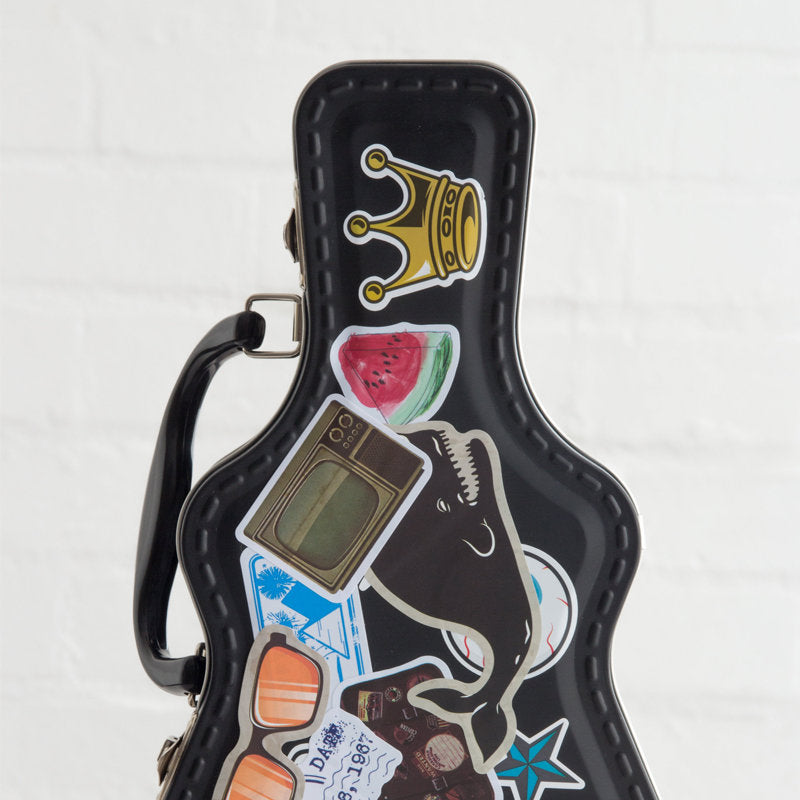 Rockstar Lunchbox guitar-shaped tin 15.5 x 28cm includes stickers by Gothic Gifts