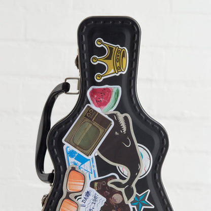 Rockstar Lunchbox guitar-shaped tin 15.5 x 28cm includes stickers by Gothic Gifts