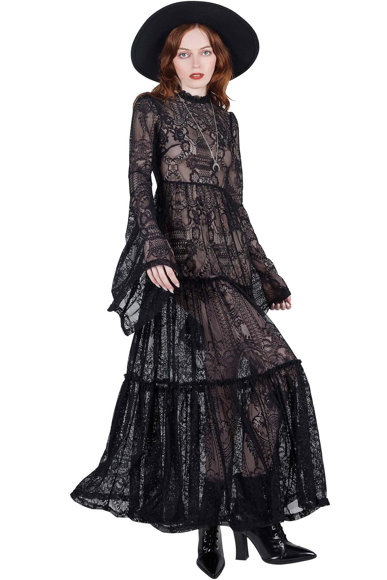 Killstar Hecate Lace Maxi Dress Black - Kate's Clothing