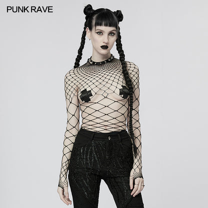 Punk Rave Indira Mesh Top - Black - Kate's Clothing