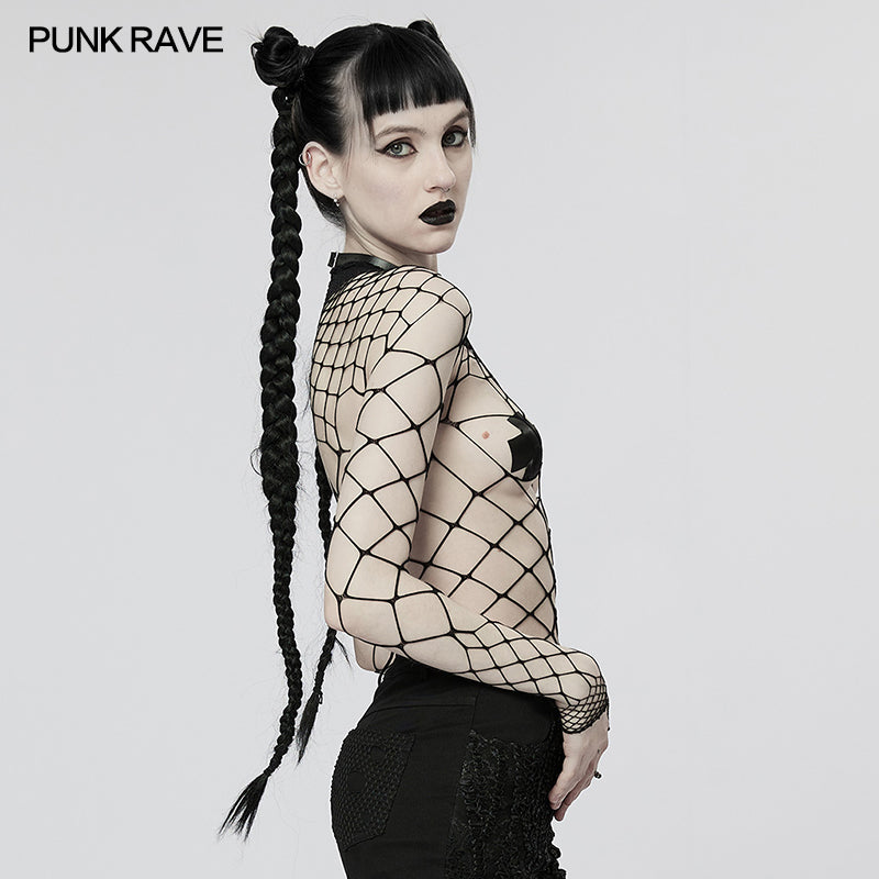 Punk Rave Indira Mesh Top - Black - Kate's Clothing