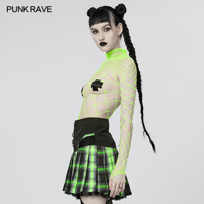 Punk Rave Indira Mesh Top - Green - Kate's Clothing