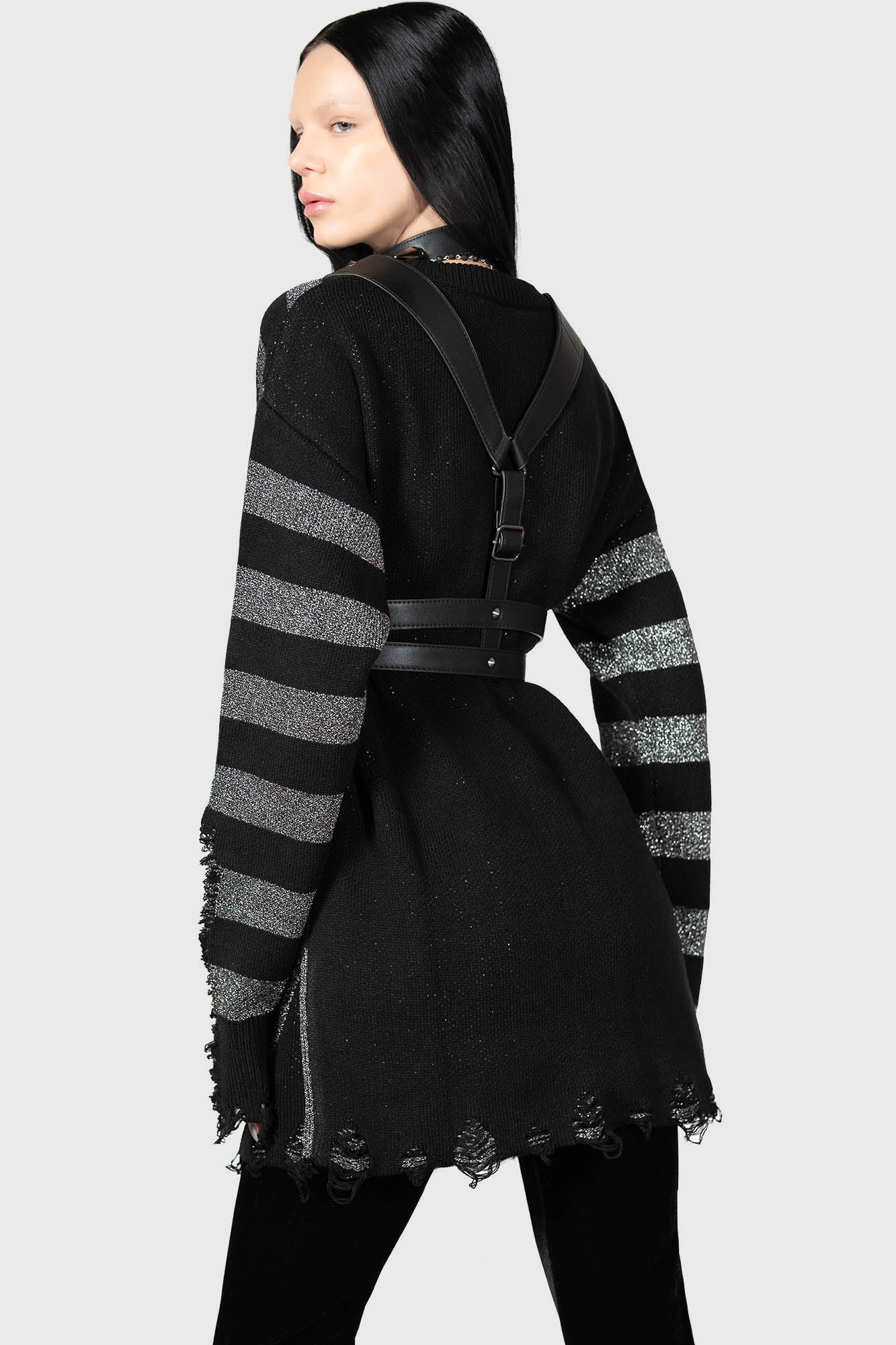 Killstar Libi Sweater in Black and Gun Metal - Kate's Clothing