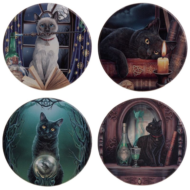 Gothic Gifts Magical Cats Set Of 4 Coasters - Kate's Clothing