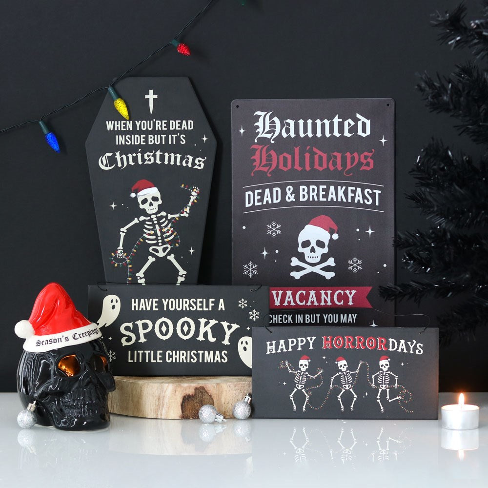 Gothic Gifts Haunted Holidays Metal Sign - Kate's Clothing