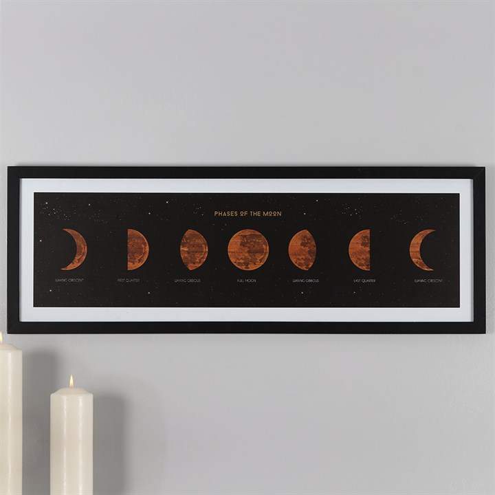 Gothic Gifts Framed Moon Phases Print - Kate's Clothing