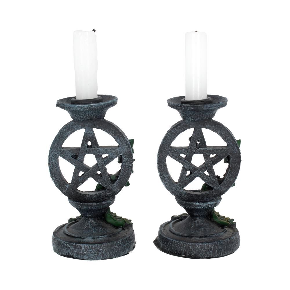 Nemesis Now Aged Pentagram Candlesticks Pair - Kate's Clothing