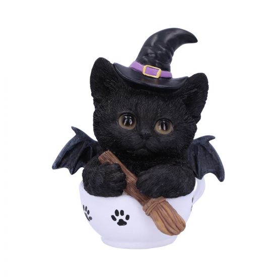 Nemesis Now Kit-Tea ornament hand-painted black kitten bat wings teacup