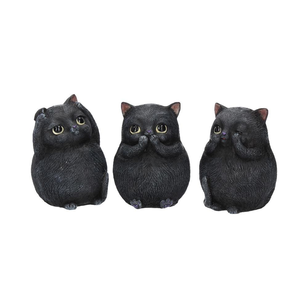 Nemesis Now Three Wise Fat Cats see hear speak no evil rotund cat figurines 8.5cm