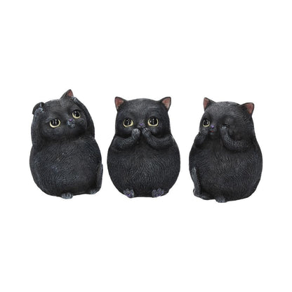Nemesis Now Three Wise Fat Cats see hear speak no evil rotund cat figurines 8.5cm