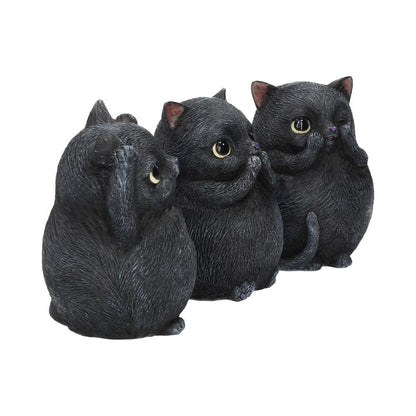 Three Wise Fat Cats set of 3 hand-painted purple heart noses by Nemesis Now