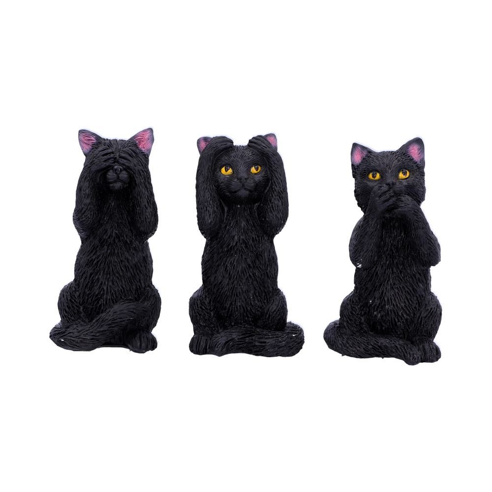 Nemesis Now Three Wise Felines see hear speak no evil black cat figurines 8.5cm