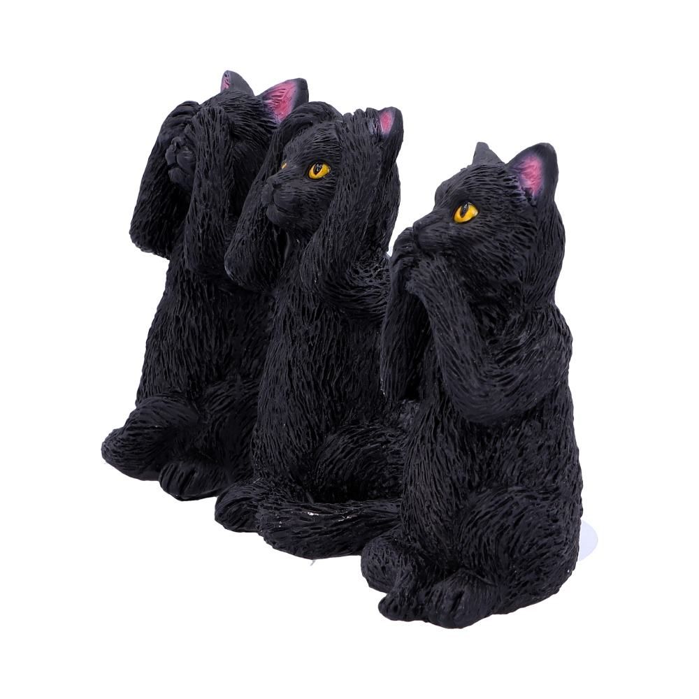 Three Wise Felines set of 3 hand-painted polyresin cats by Nemesis Now