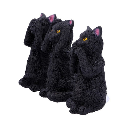 Three Wise Felines set of 3 hand-painted polyresin cats by Nemesis Now