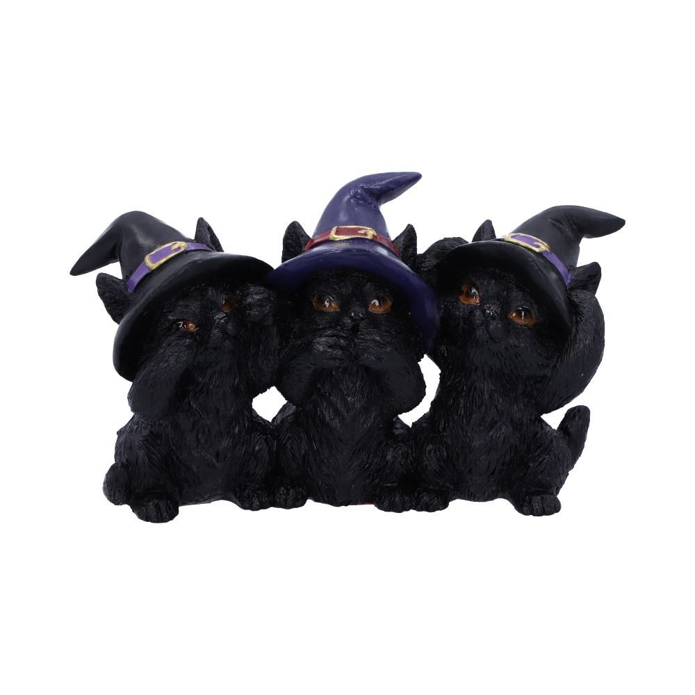 Nemesis Now Three Wise Black Cats hand-painted see hear speak no evil polyresin