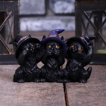 Nemesis Now Three Wise Black Cats see hear speak no evil gift idea