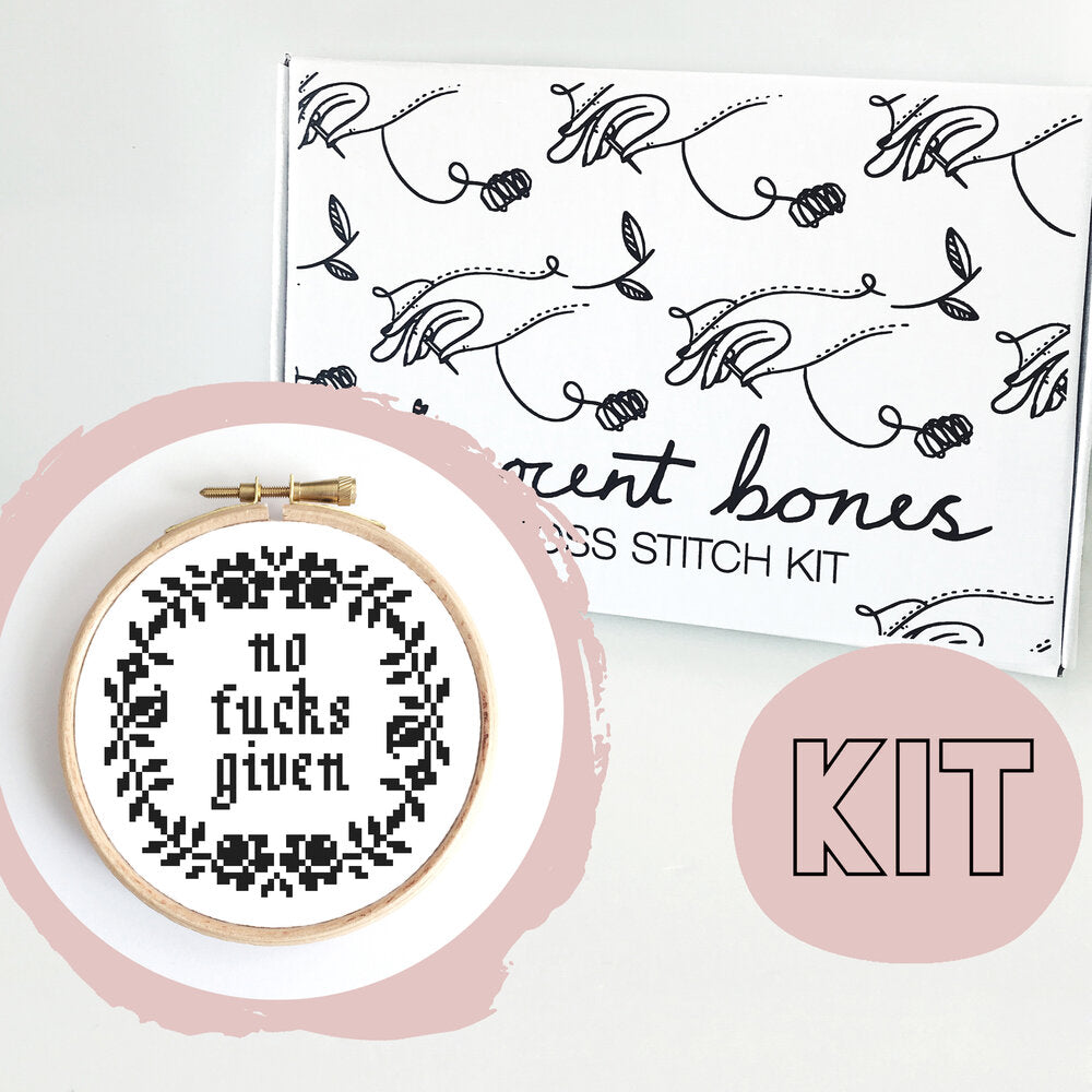Innocent Bones No F**ks Given Cross Stitch Kit - Kate's Clothing