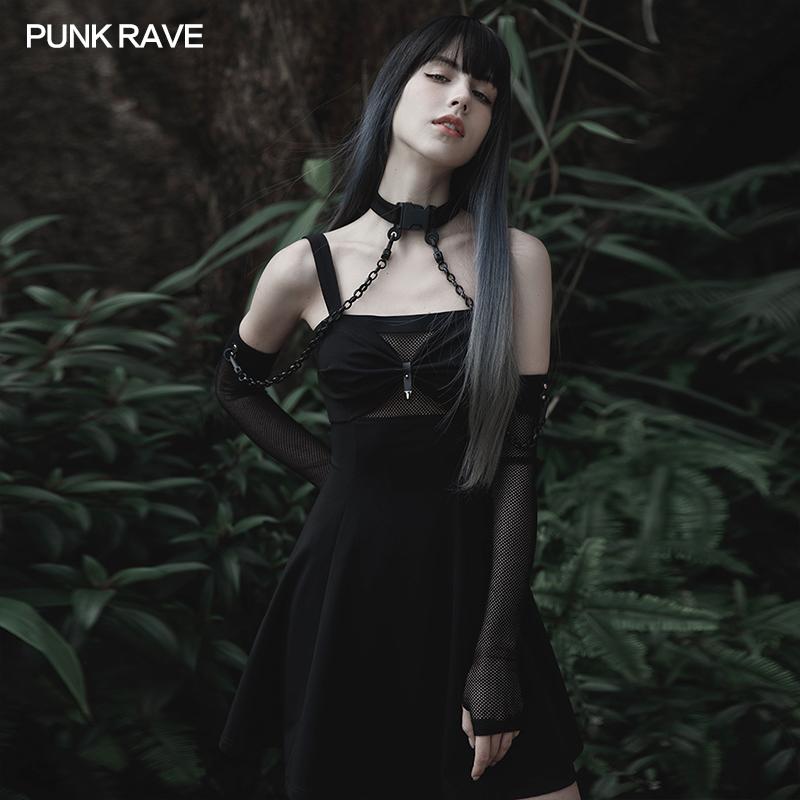 Punk Rave Noche Sleeves With Choker - Fishnet - Kate's Clothing