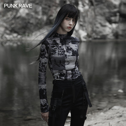 Punk Rave Sorcha Long Sleeve Top Gray - Kate's Clothing