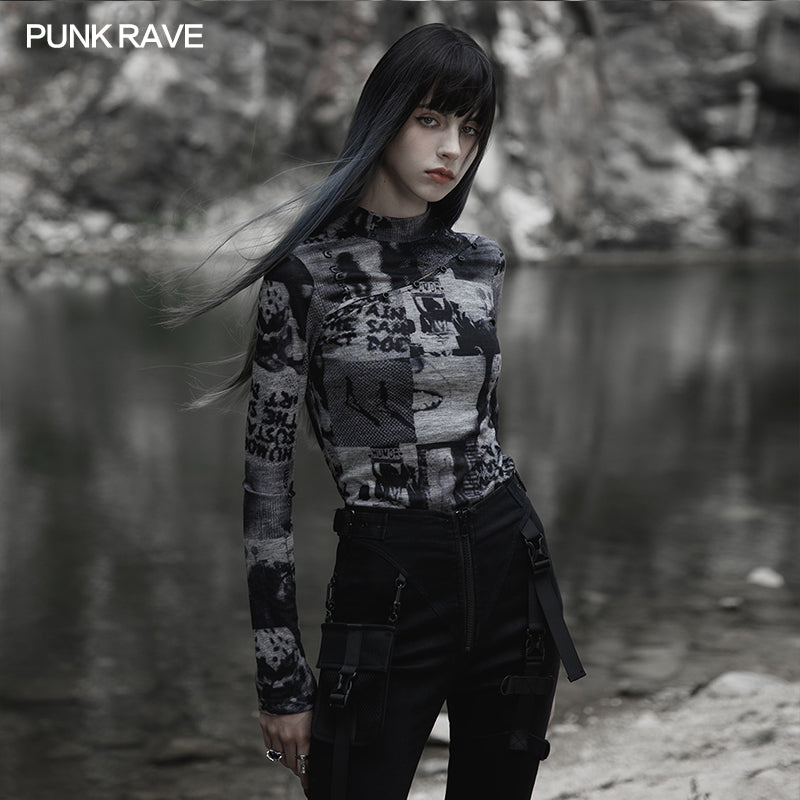 Punk Rave Sorcha Long Sleeve Top Gray - Kate's Clothing