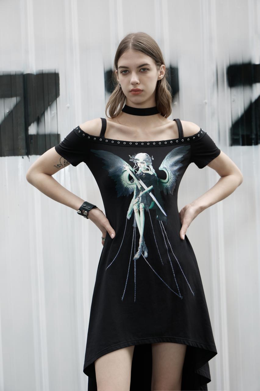 Punk Rave Aaliyah Bardot Dress - Kate's Clothing