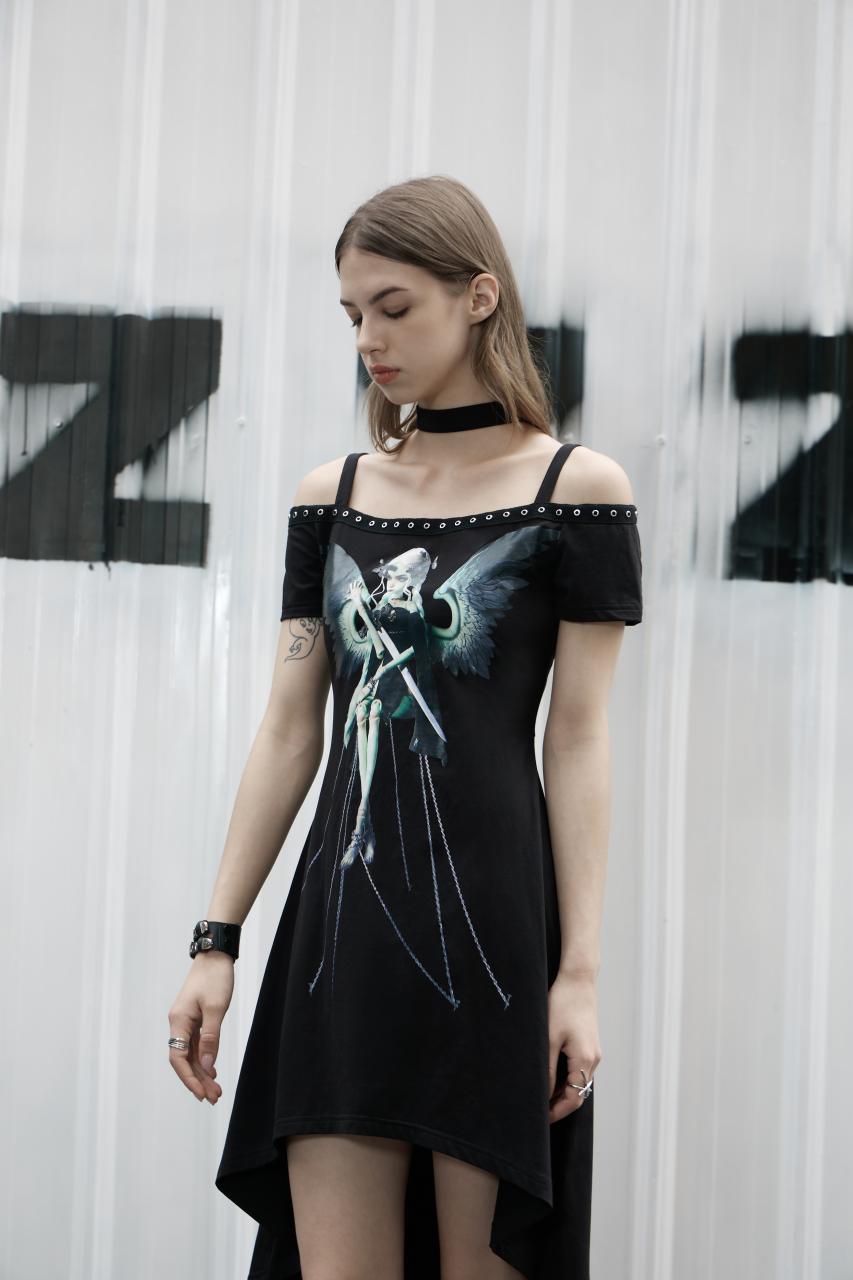 Punk Rave Aaliyah Bardot Dress - Kate's Clothing