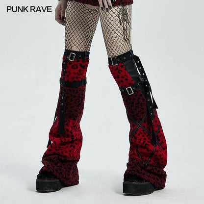 Punk Rave Armelle Leg Warmers - Red - Kate's Clothing