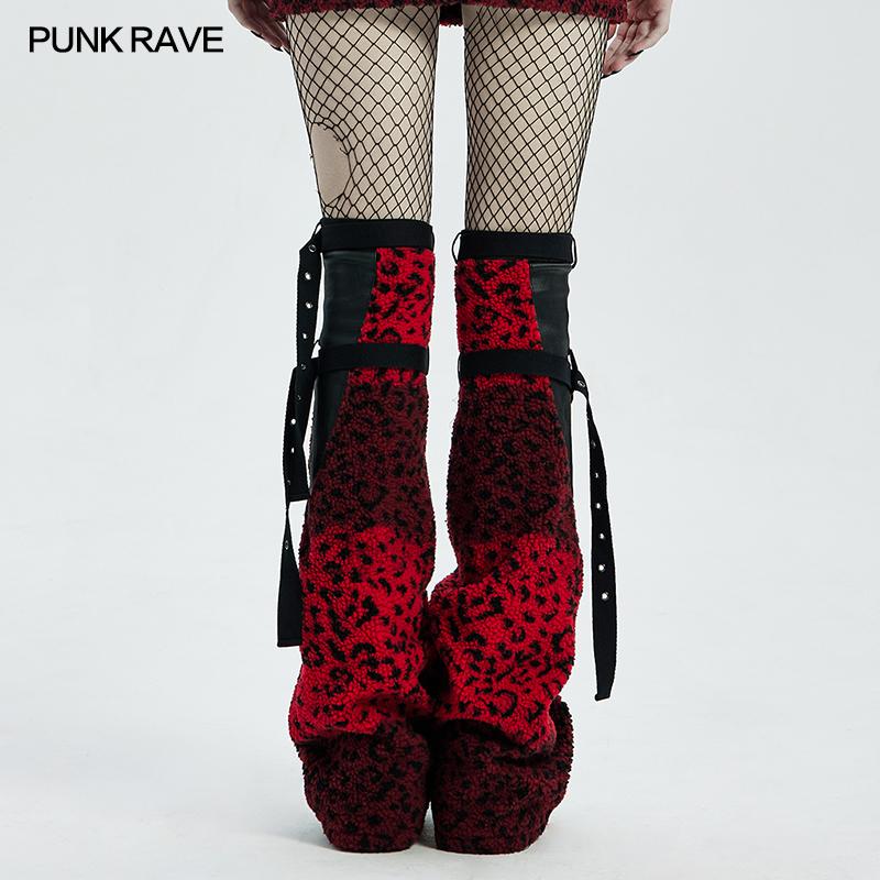 Punk Rave Armelle Leg Warmers - Red - Kate's Clothing