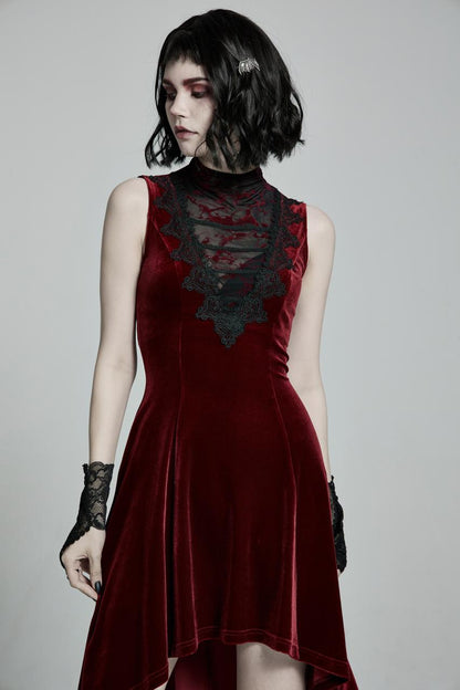Punk Rave Britta Velvet Dress - Red - Kate's Clothing
