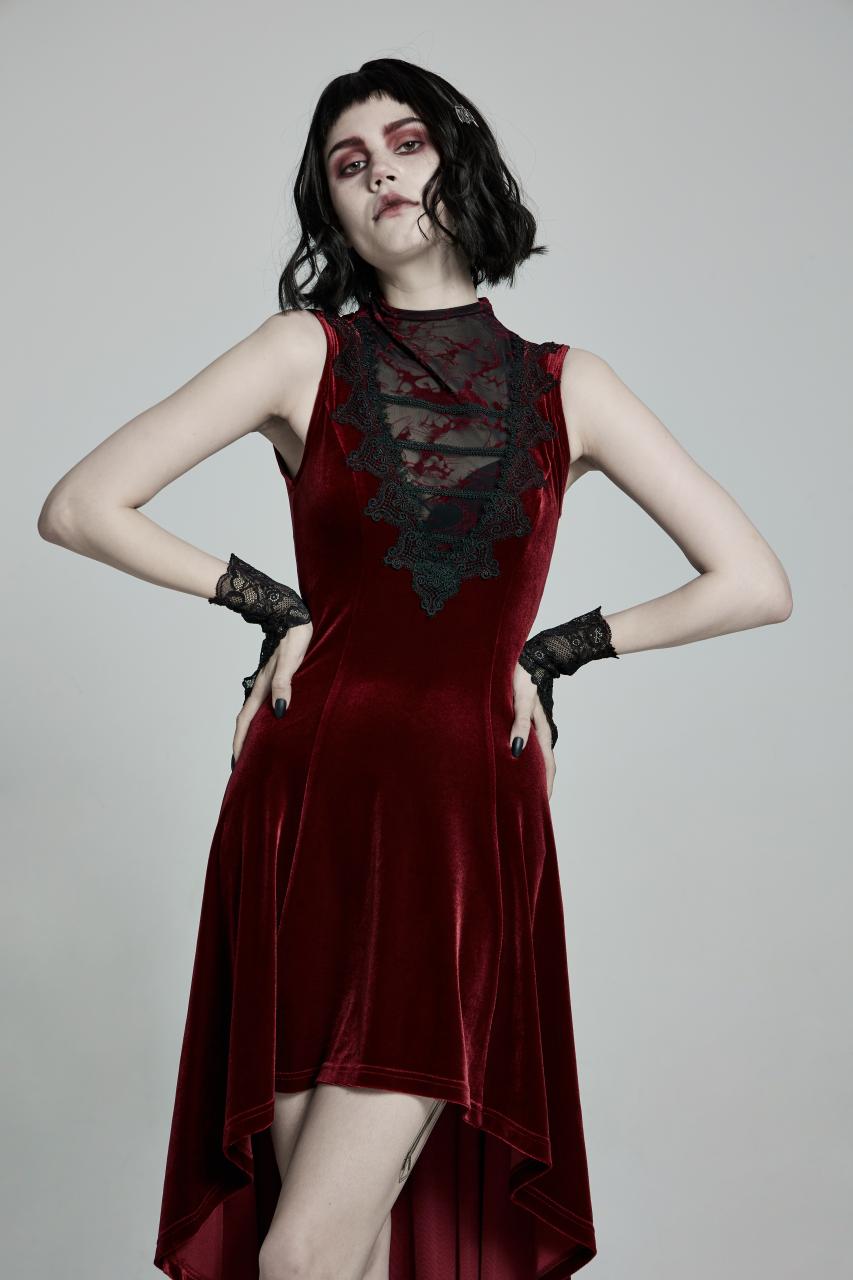 Punk Rave Britta Velvet Dress - Red - Kate's Clothing