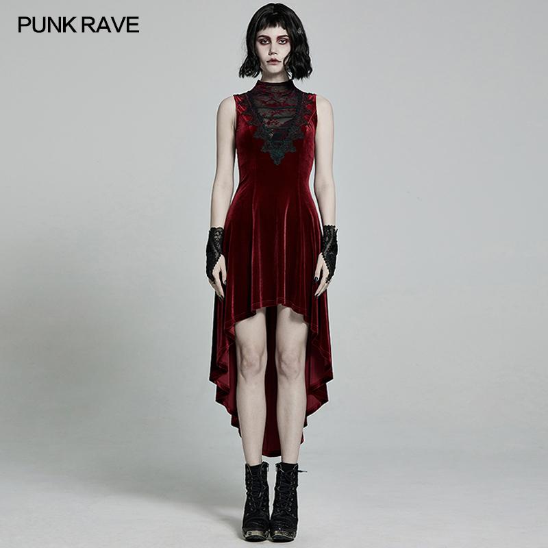 Punk Rave Britta Velvet Dress - Red - Kate's Clothing