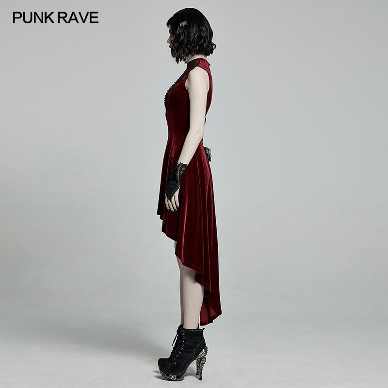 Punk Rave Britta Velvet Dress - Red - Kate's Clothing