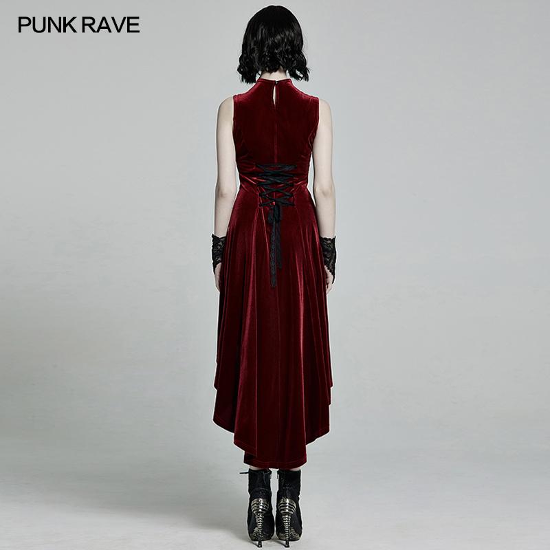 Punk Rave Britta Velvet Dress - Red - Kate's Clothing