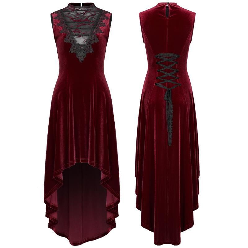 Punk Rave Britta Velvet Dress - Red - Kate's Clothing