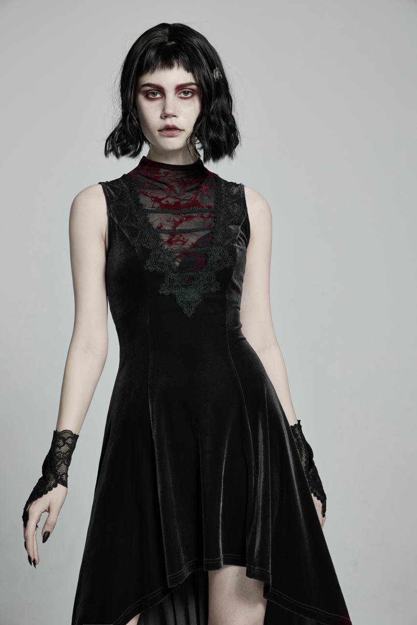 Punk Rave Britta Velvet Dress - Black - Kate's Clothing