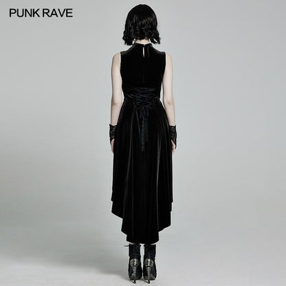 Punk Rave Britta Velvet Dress - Black - Kate's Clothing