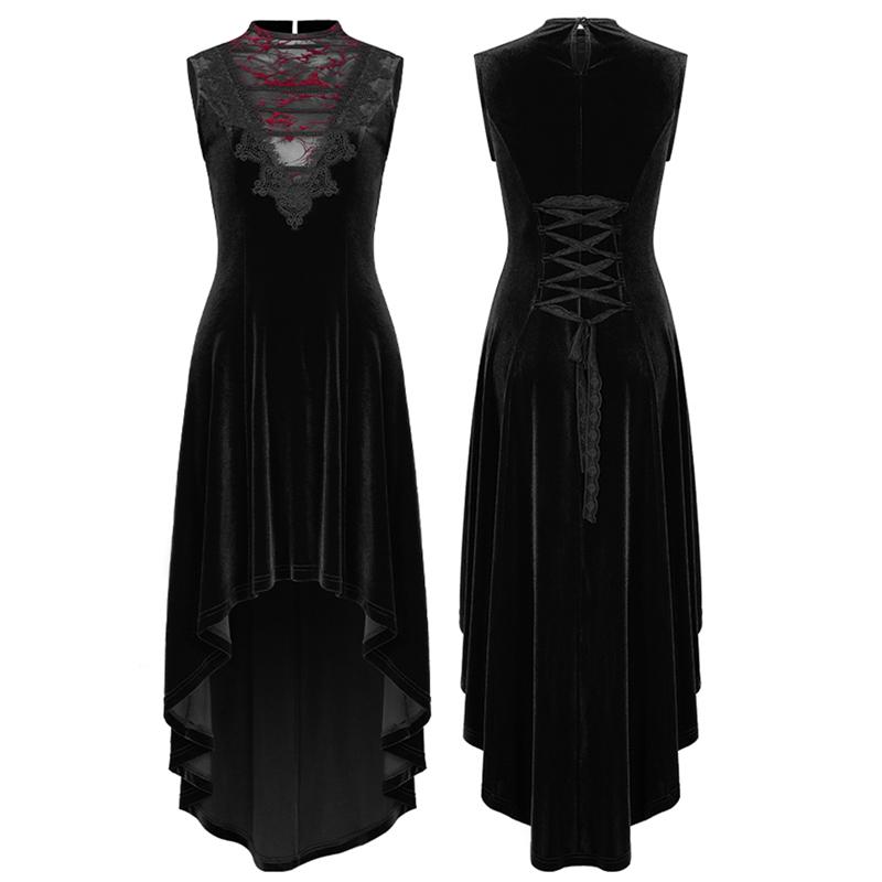 Punk Rave Britta Velvet Dress - Black - Kate's Clothing