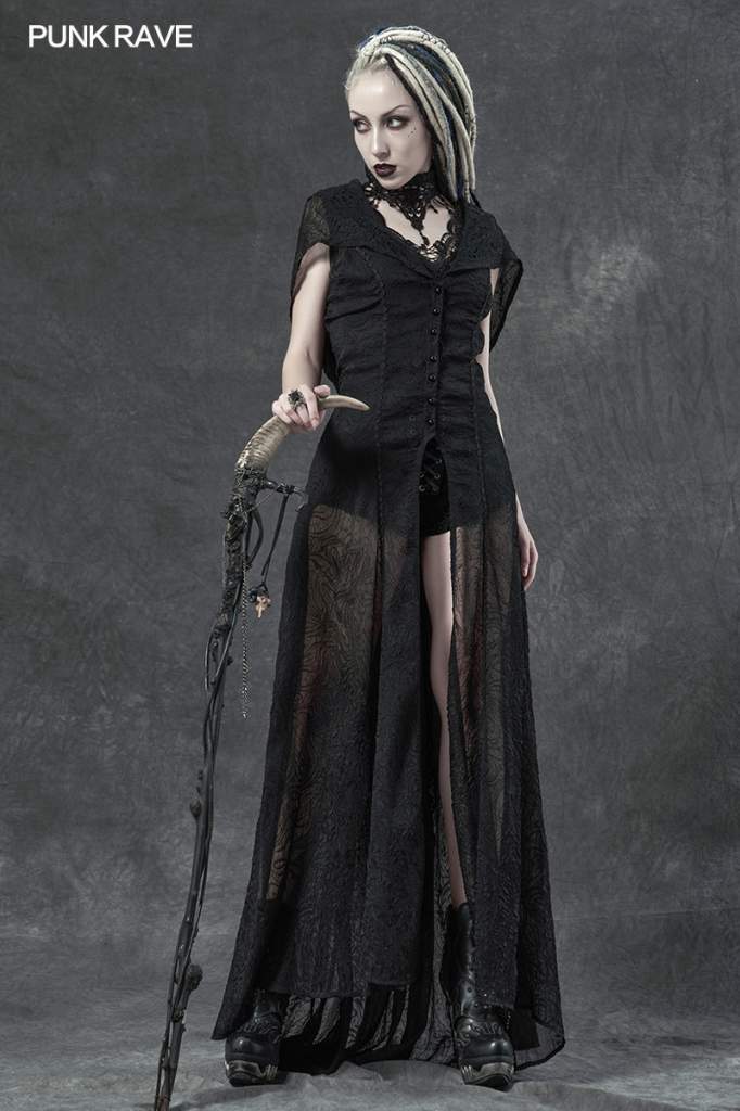 Punk Rave Plus Size Sabrina Chiffon Hooded Waistcoat Dress - Kate's Clothing