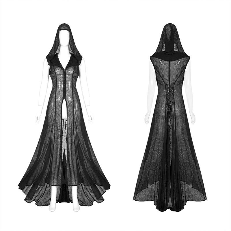Punk Rave Plus Size Sabrina Chiffon Hooded Waistcoat Dress - Kate's Clothing