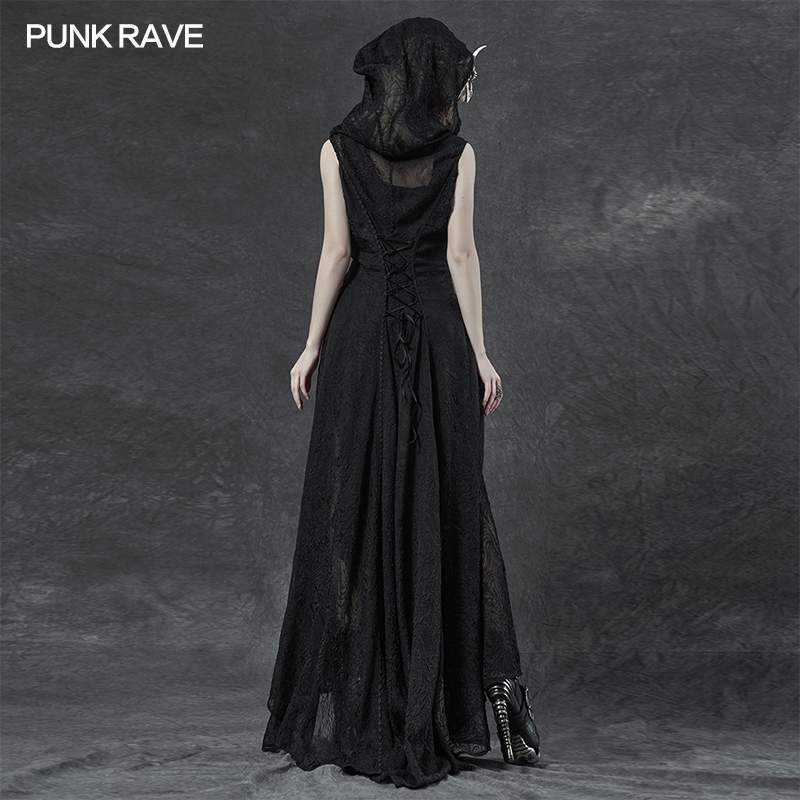 Punk Rave Plus Size Sabrina Chiffon Hooded Waistcoat Dress - Kate's Clothing
