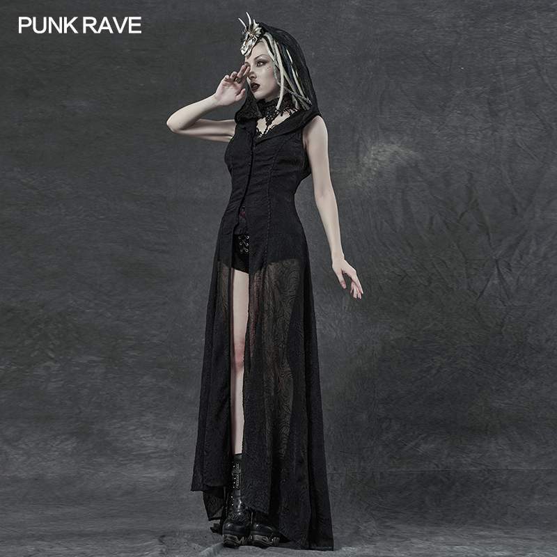 Punk Rave Plus Size Sabrina Chiffon Hooded Waistcoat Dress - Kate's Clothing