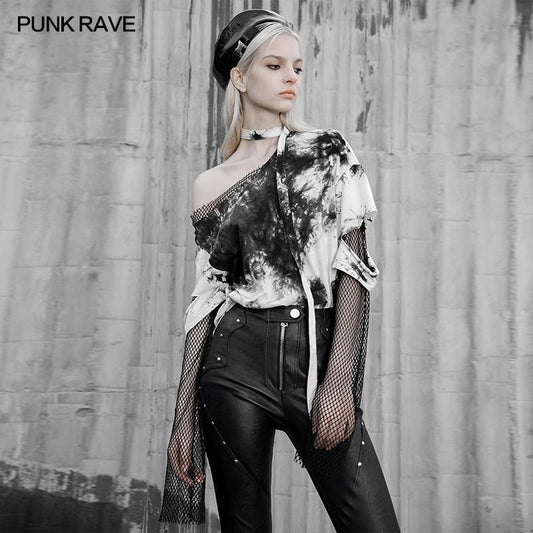 Punk Rave Sydney Tie-Dye Top - White - Kate's Clothing