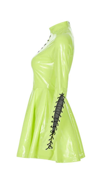 Punk Rave Plus Size Tyra Skater Dress - Neon Green - Kate's Clothing